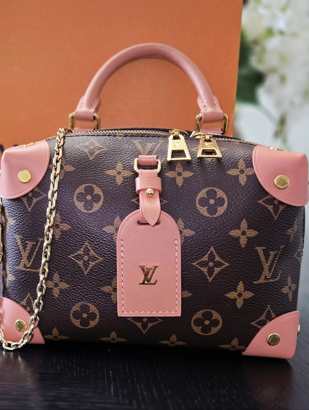 Louis Vuitton Petite Malle Souple in monogram canvas with a pink